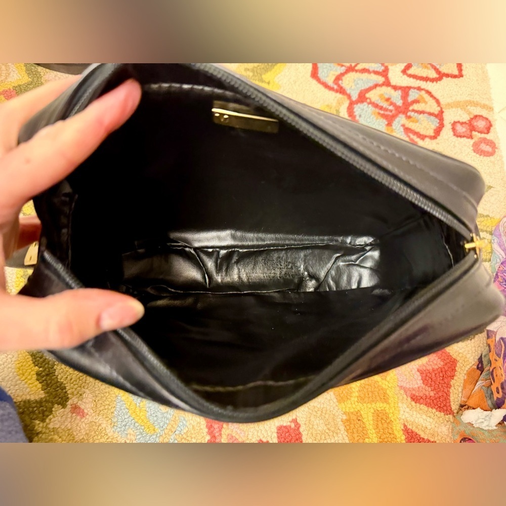 MARIO VALENTINO Unisex Rare Vintage Black Leather Satchel Crossbody - Picture 11 of 16